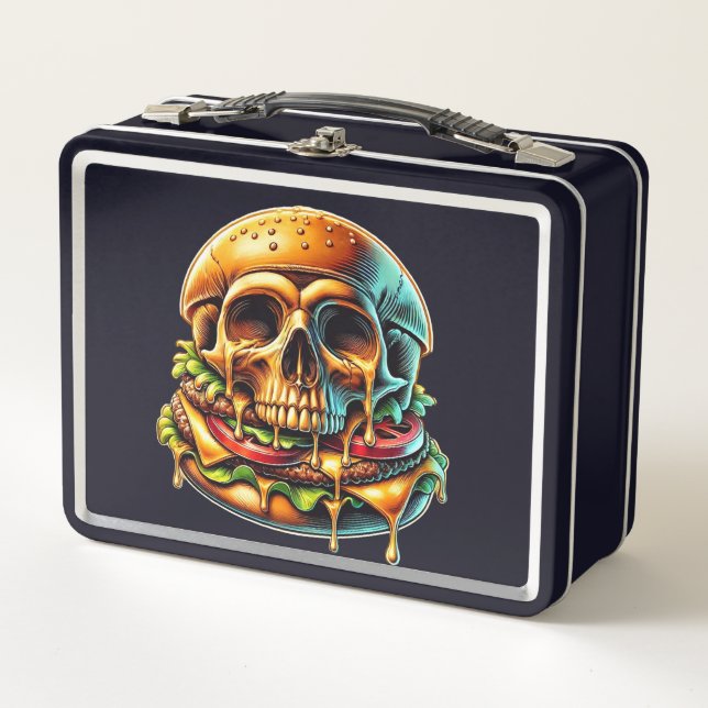 Skull Burger Metal Lunch Box (Front)