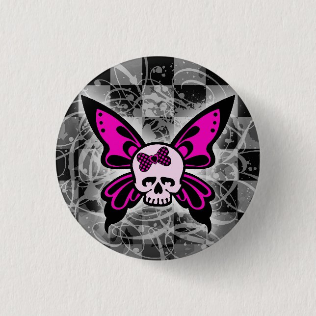 Skull Butterfly Button (Front)