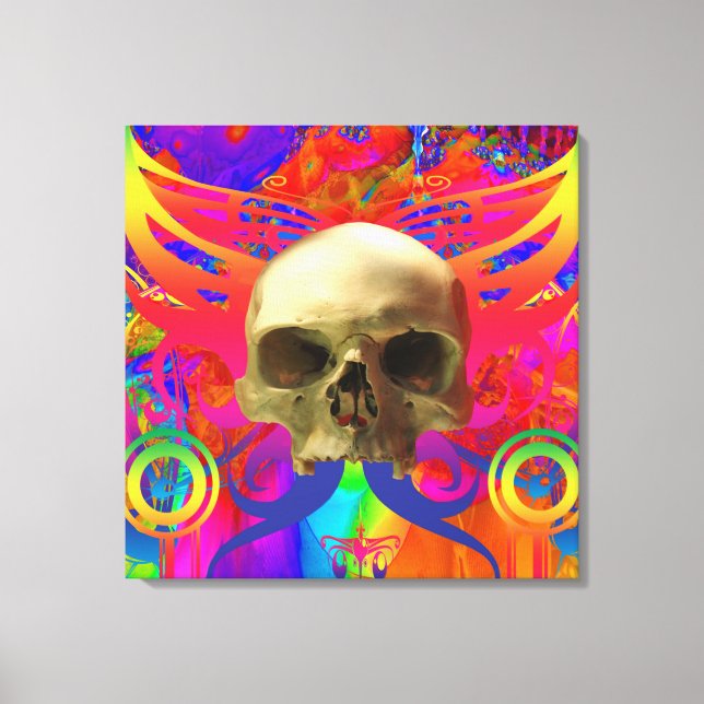 Skull Butterfly in Color Canvas Print (Front)