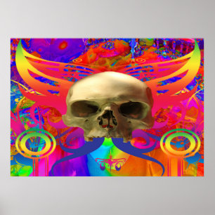Skull Butterfly in Color Poster