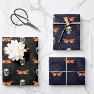 Skull & Butterfly Lace Halloween Wrapping Paper