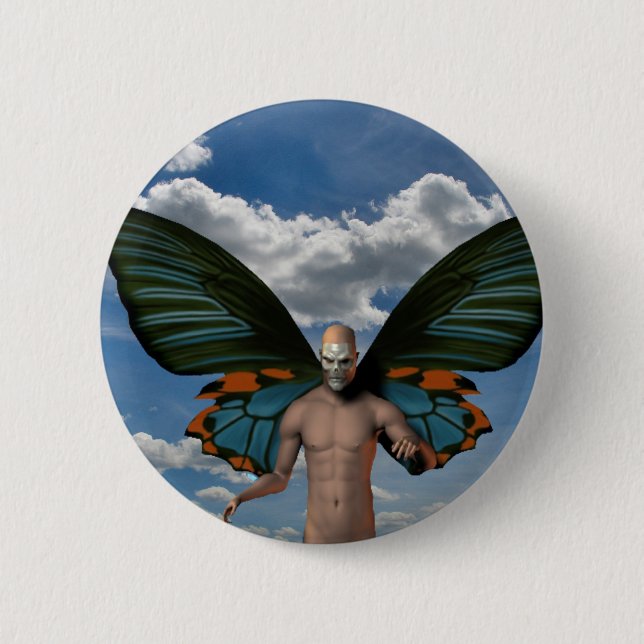 Skull Butterfly Pinback Button (Front)