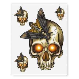 Skull Butterfly Temporary Tattoos