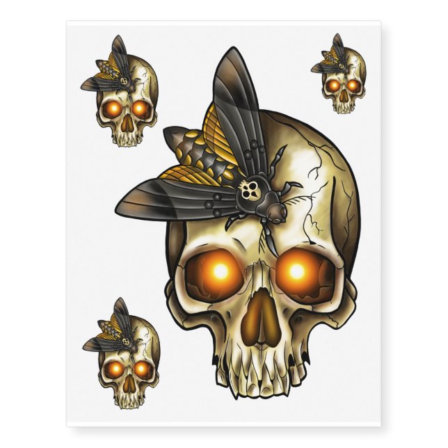 Skull Butterfly Temporary Tattoos (Front)