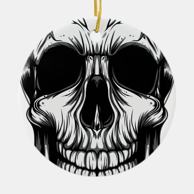 SKULL by THE ART DUMP Ceramic Ornament (Front)