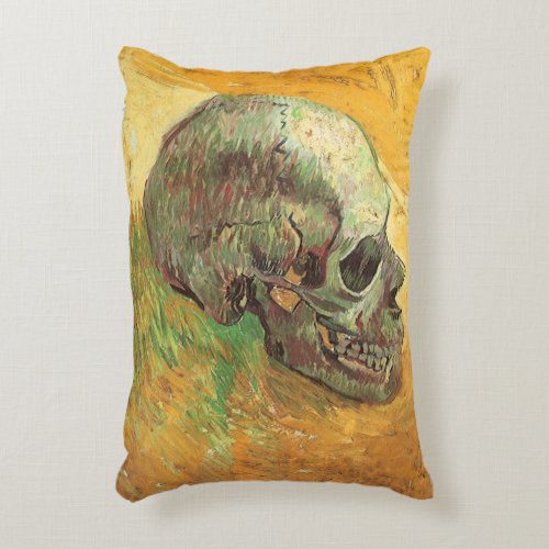 Skull by Vincent van Gogh Vintage Impressionism Accent Pillow