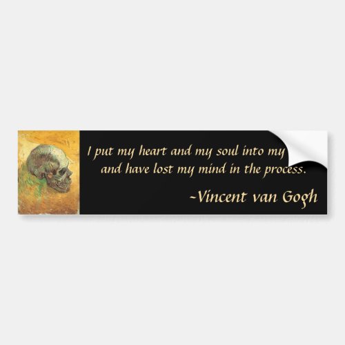 Skull by Vincent van Gogh Vintage Impressionism Bumper Sticker