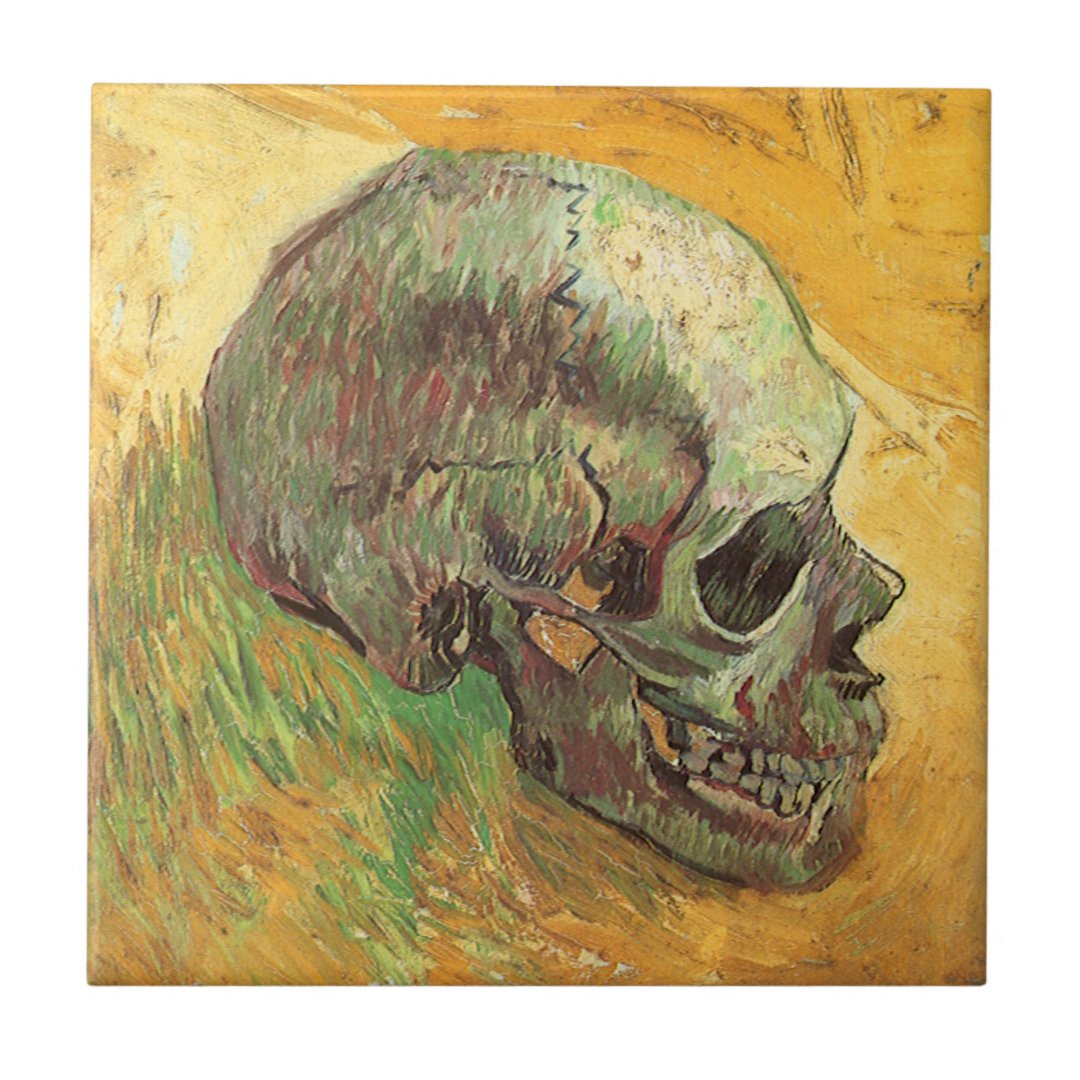 Skull by Vincent van Gogh, Vintage Impressionism Tile | Zazzle