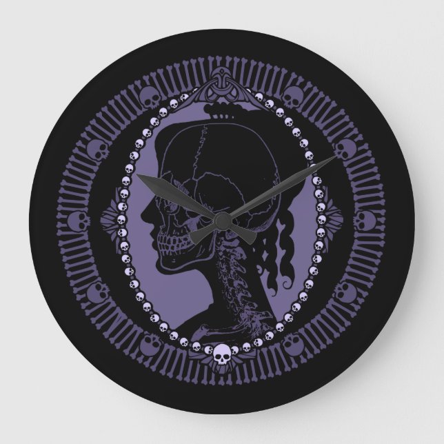 Skull Cameo Silhouette Large Clock (Front)