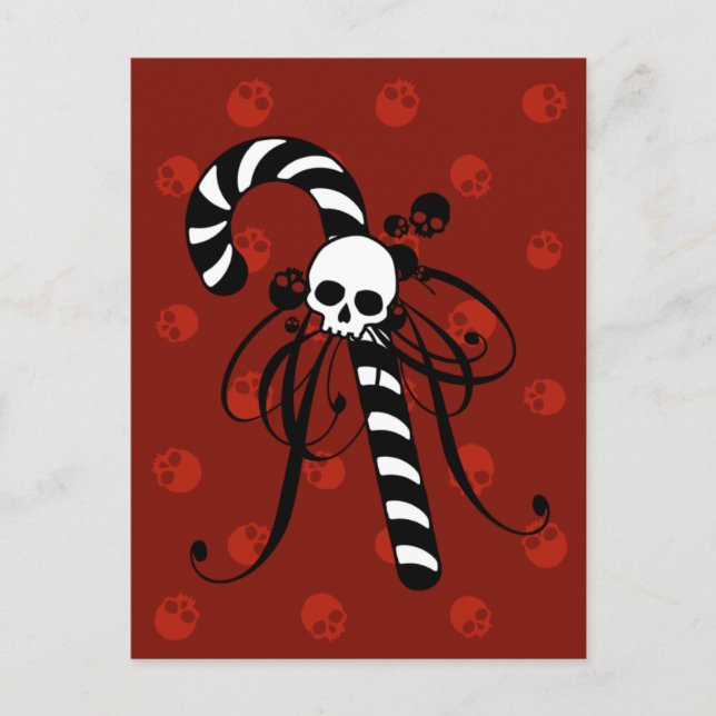 Skull Candy Cane Postcard (Front)
