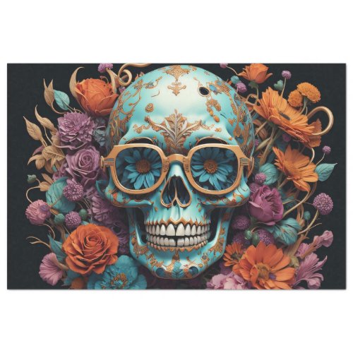 Skull Candy with Flowers Tissue Paper