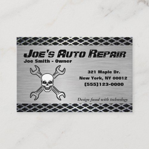 Skull Car Auto Mechanic Repair Motor Service Business Card