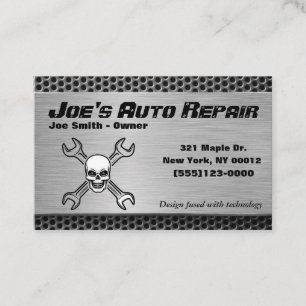 Skull Car Auto Mechanic Repair Motor Service Business Card
