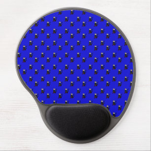 skull cat blue pattern. gel mouse pad