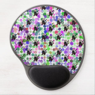skull cat splots pattern gel mouse pad