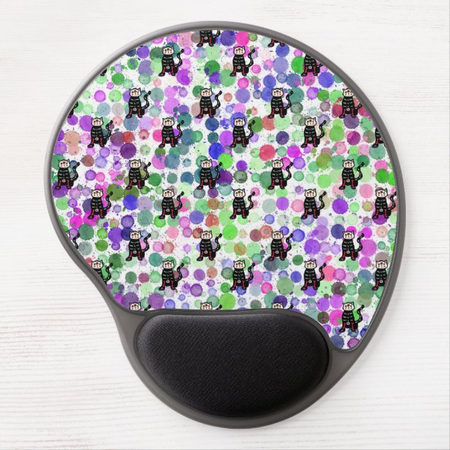 skull cat splots  pattern gel mouse pad (Front)