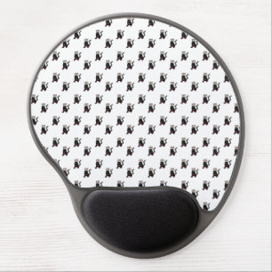 skull cat white pattern gel mouse pad