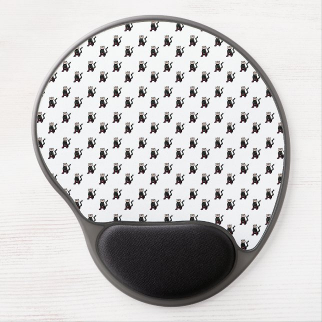 skull cat white pattern gel mouse pad (Front)