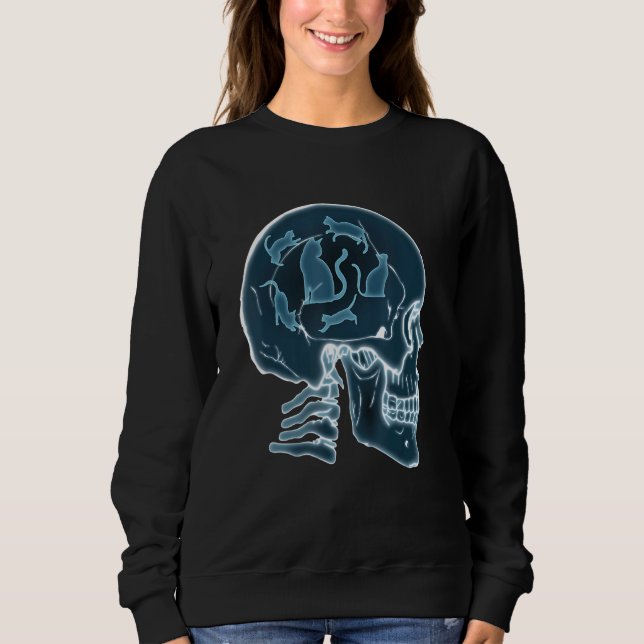 Skull Cats Kitten Pet Owners   Men Girls Women Sweatshirt (Front)