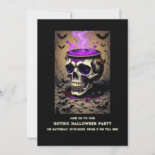 Skull Cauldron dark haunted Gothic Halloween Party (Front)