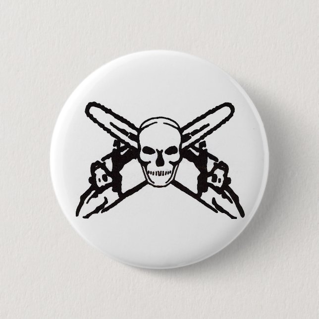 Skull & Chainsaws Pinback Button (Front)