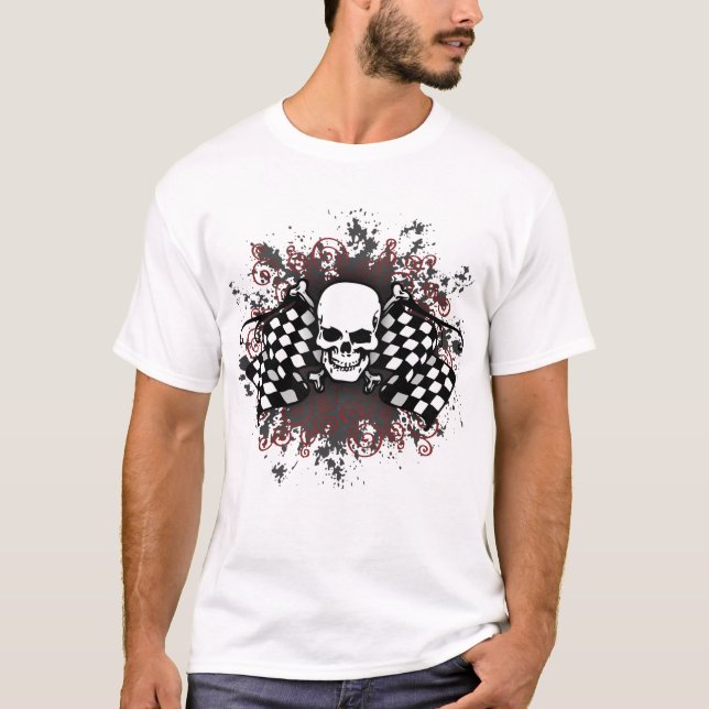 Skull-checkered flags-splat T-Shirt (Front)