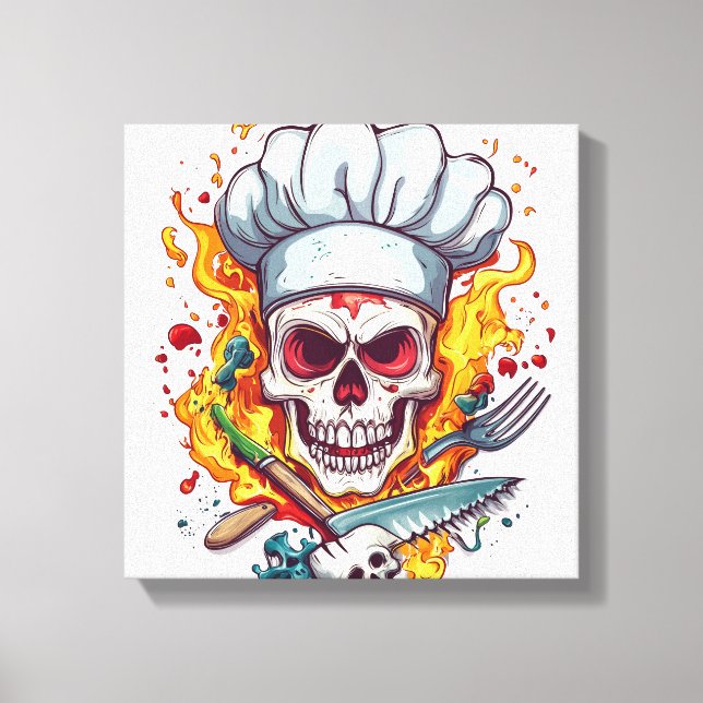 Skull Chef Kitchen Master Canvas Print (Front)