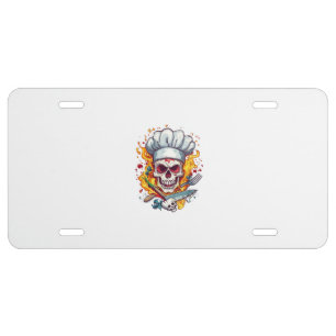 Skull Chef Kitchen Master License Plate