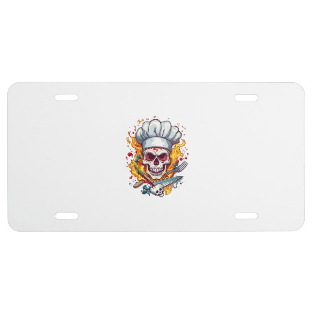 Skull Chef Kitchen Master License Plate (Front)