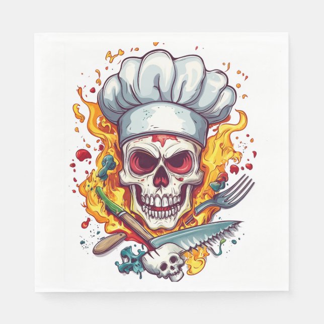 Skull Chef Kitchen Master Napkins (Front)