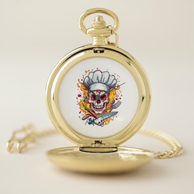 Skull Chef Kitchen Master Pocket Watch (Inside)