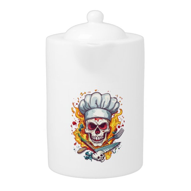 Skull Chef Kitchen Master Teapot (Front)
