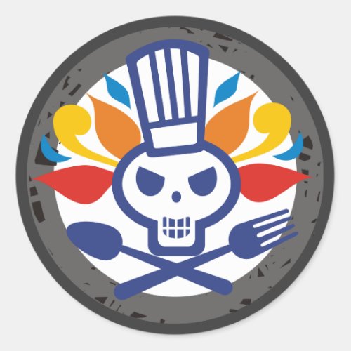 Skull chef utensils crossbones food stickers