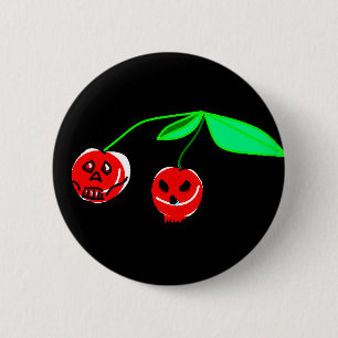 Skull Cherries Button