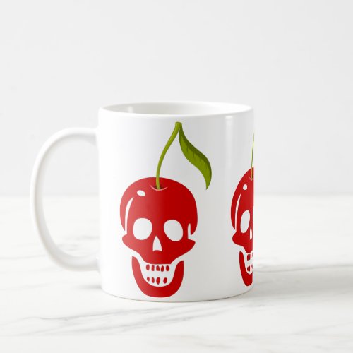 skull cherry skeleton halloween gothic coffee mug