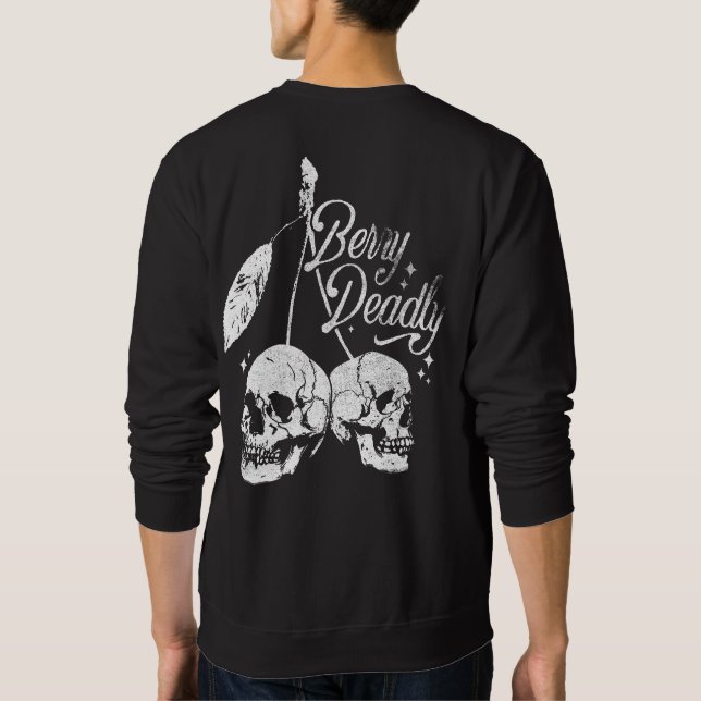 Skull Cherry Spooky and Sweet Gothic Halloween Sweatshirt (Back)