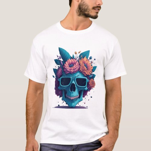 Skull Chic Blooms T_Shirt