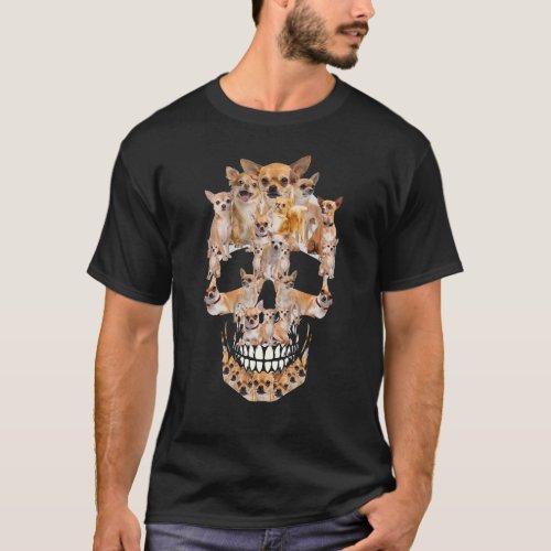 Skull Chihuahua   Owner Halloween Costume Day Kids T_Shirt
