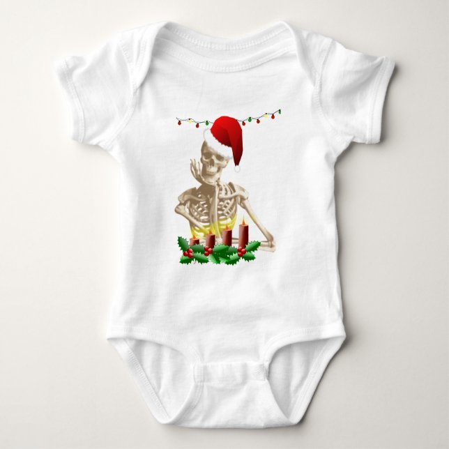 skull christmas baby bodysuit (Front)