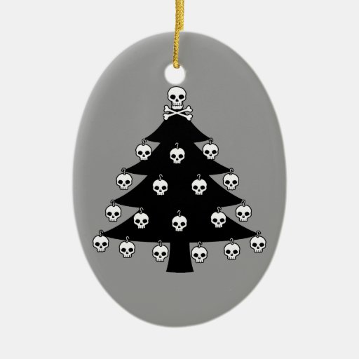 Skull Christmas Tree Ceramic Ornament | Zazzle