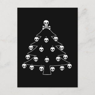 Skull Christmas Tree Holiday Postcard