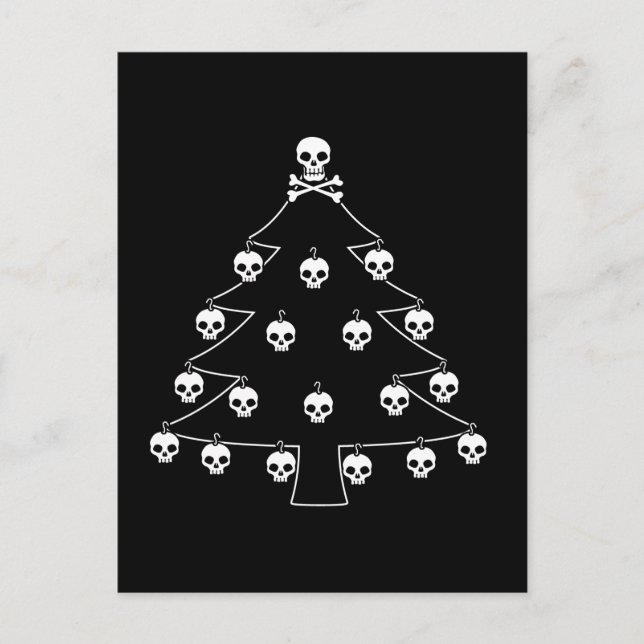 Skull Christmas Tree Holiday Postcard (Front)