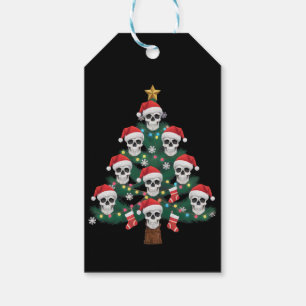 Skull Christmas Tree Pajama Cool Skeleton Santa Gift Tags
