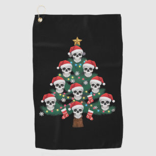 Skull Christmas Tree Pajama Cool Skeleton Santa Golf Towel