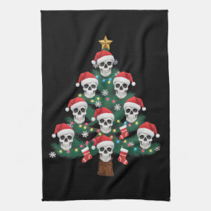 Skull Christmas Tree Pajama Cool Skeleton Santa Kitchen Towel