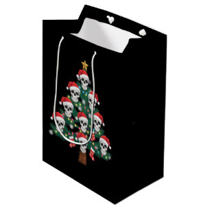 Skull Christmas Tree Pajama Cool Skeleton Santa Medium Gift Bag