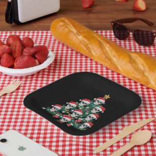 Skull Christmas Tree Pajama Cool Skeleton Santa Paper Plates