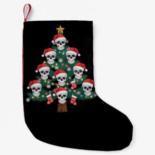 Skull Christmas Tree Pajama Cool Skeleton Santa Small Christmas Stocking