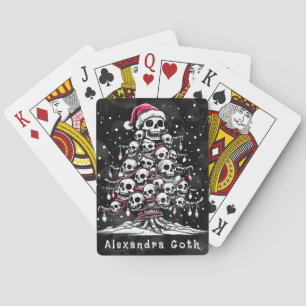 Skull Christmas Tree Pajama Skeleton Santa Hat Poker Cards