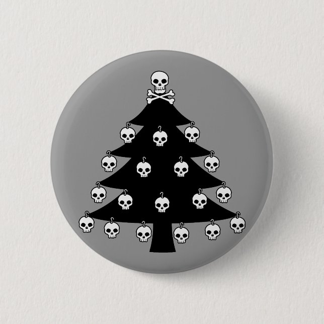 Skull Christmas Tree Pinback Button (Front)
